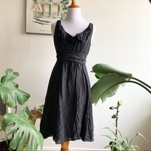 White House/Black Market Black A-Line Midi Dress Size 2